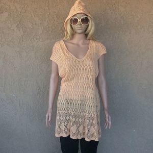 Anthropologie Moth Women’s Large Peach Knit Hooded Casual Sweater Ladies